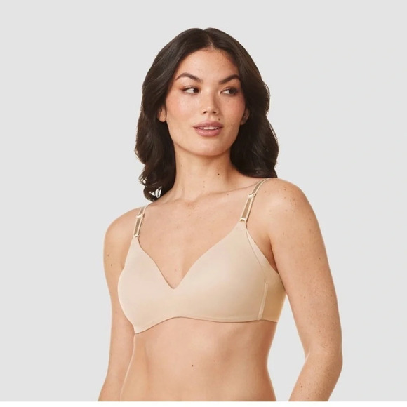 NWT Simply Perfect by Warner's Underarm Smoothing Wire-Free Bra 34C Nude - Picture 1 of 5